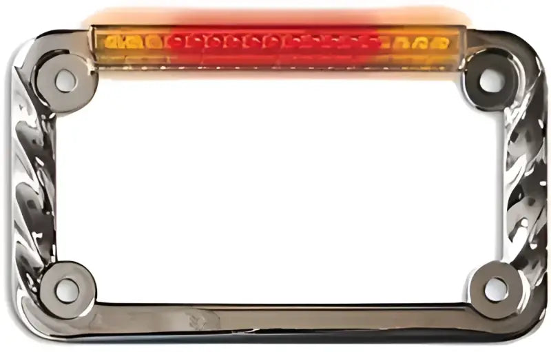 02602 Led License Plate Frame Twisted Chrome W/Turn Signals wps-28-02602