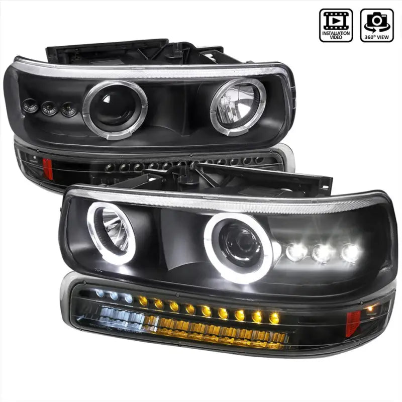 2LBLHP-SIV99JMLED-RS Spec-D Tunin Dual Halo Projector Headlight With sdt2lblsiv99j