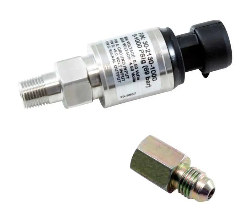 30-2130-1000 AEM 1000 PSIg Stainless Sensor Kit - 1/8in NPT Male Thread to -4 Adapter aem30-2130-1000