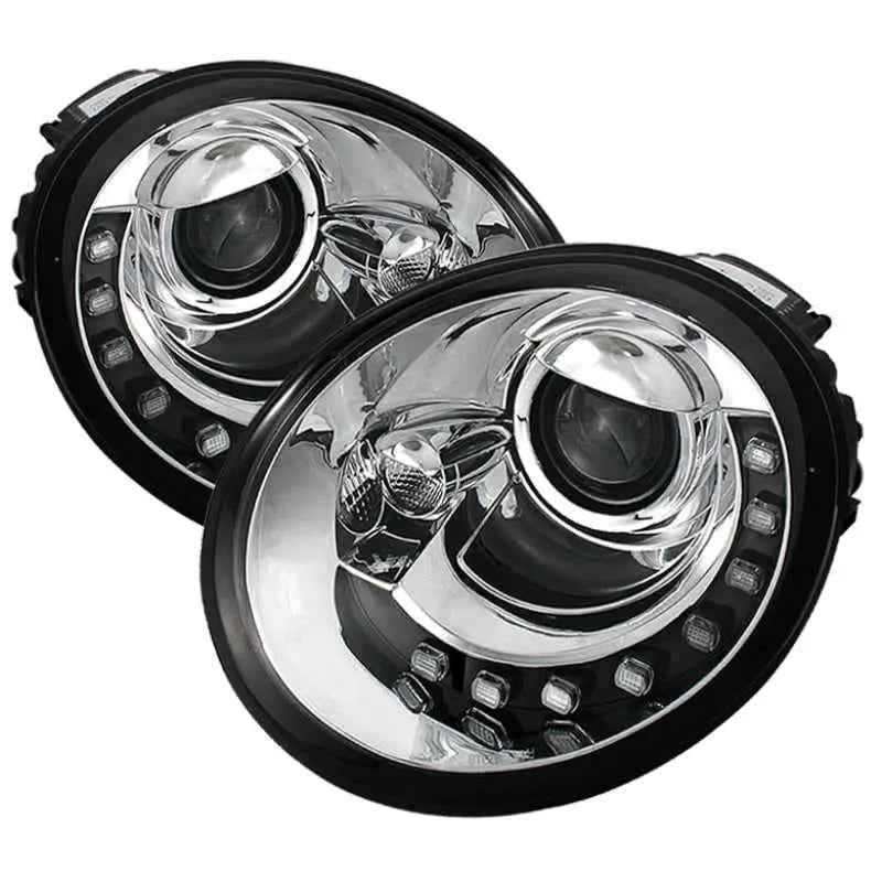 5080554 Spyder Volkswagen Beetle 1998-2005 Projector Headlights DRL Chrome PRO-YD-VB98-DRL-C spy5080554