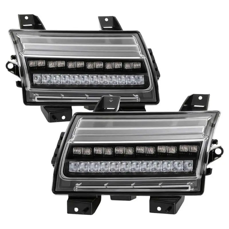 5086785 Spyder Jeep Wrangler 2018-2019 (Halogen Model Only) LED Front Bumper Lights - Seq. Signal - Black spy5086785