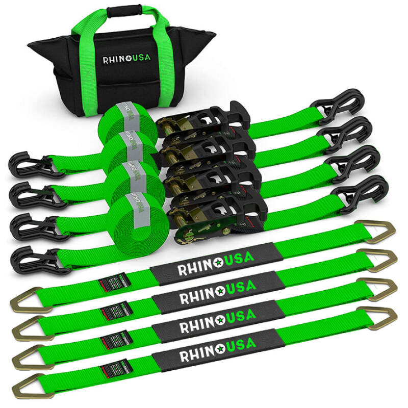 Rhino USA Heavy Duty Vehicle Tie Down Kit- Green