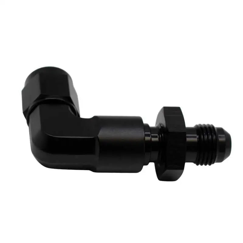 6-02-0727-B DeatschWerks 6AN Female Flare Swivel to 6AN Male Flare 90-Degree Bulkhead - Anodized Matte Black dwk6-02-0727-b