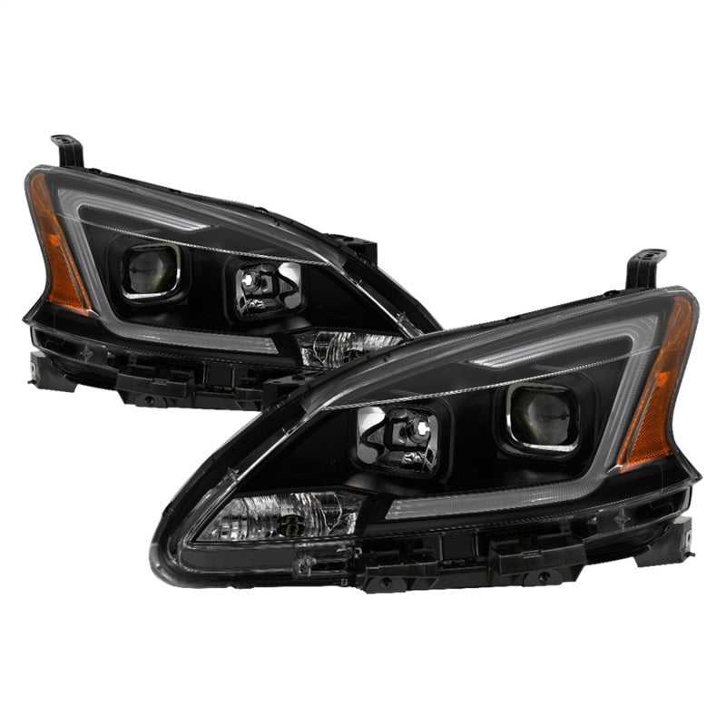 9042973 xTune 13-15 Nissan Sentra DRL LED Light Bar Proj Halogen Headlights - Blk Smoke (PRO-JH-NS13-LB-BSM) spy9042973