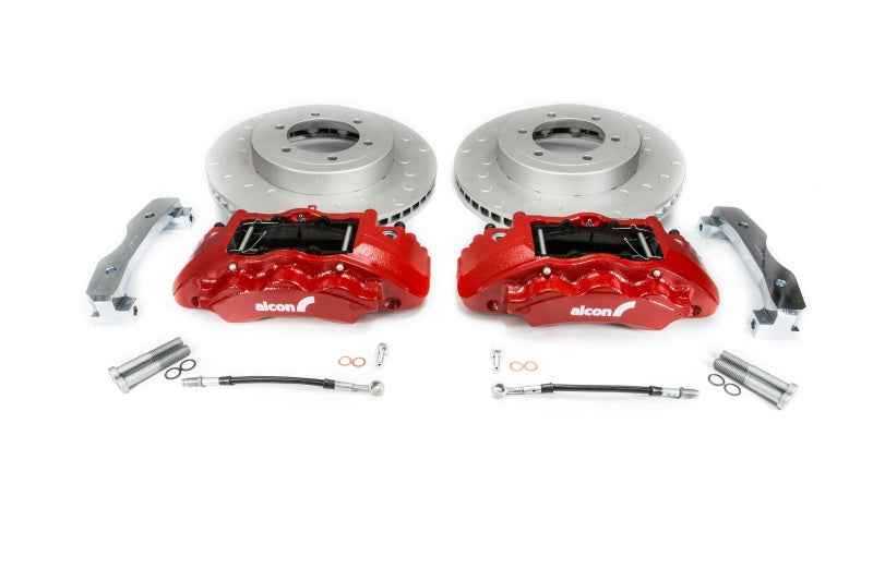 Alcon 20 Toyota Tacoma Front Brake Upgrade Kit for 17in+ Wheels with 352x30mm Rotors and 6-Piston Red Calipers BKF1551G58