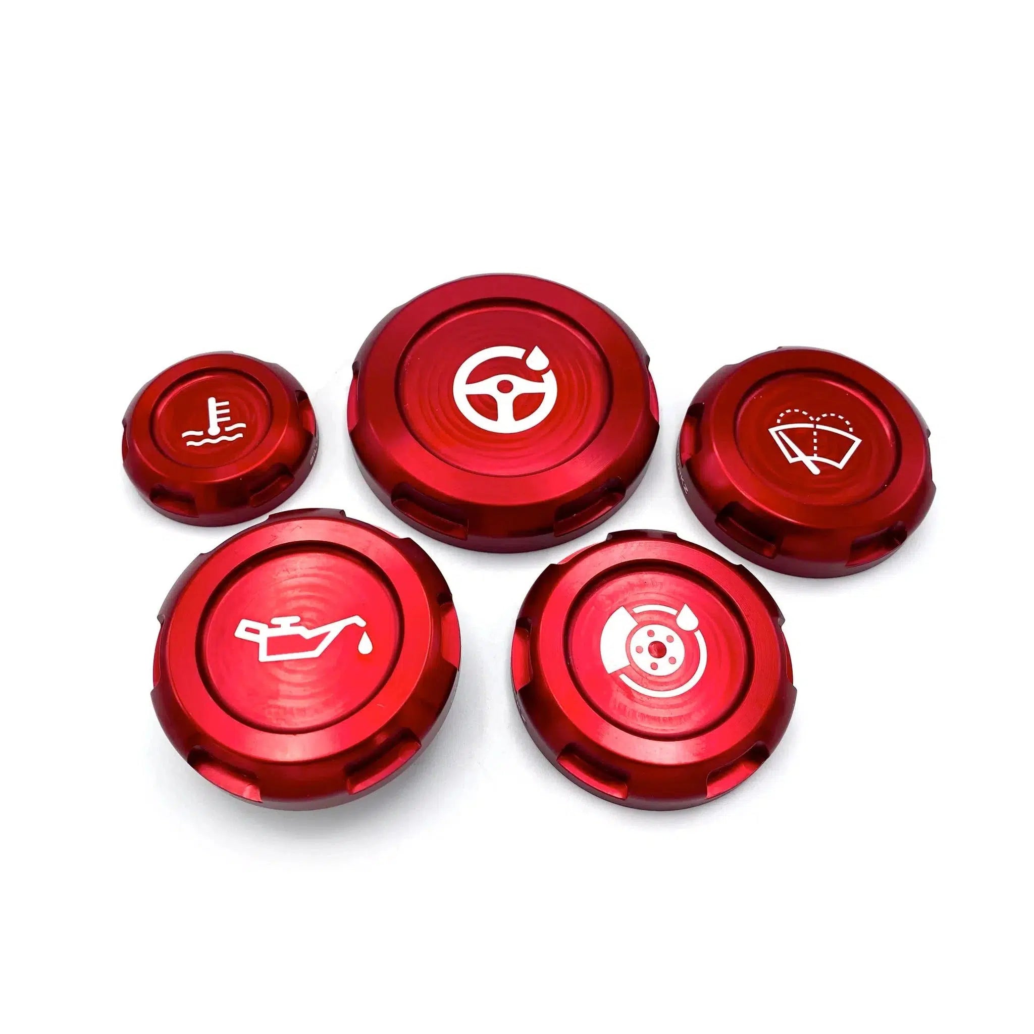Billetworkz Engine Bay Caps Zero Series Red 2015-2021 Subaru STI with Fluid Engraving | BW-EBCZ-SUB-VASTI-RED-E