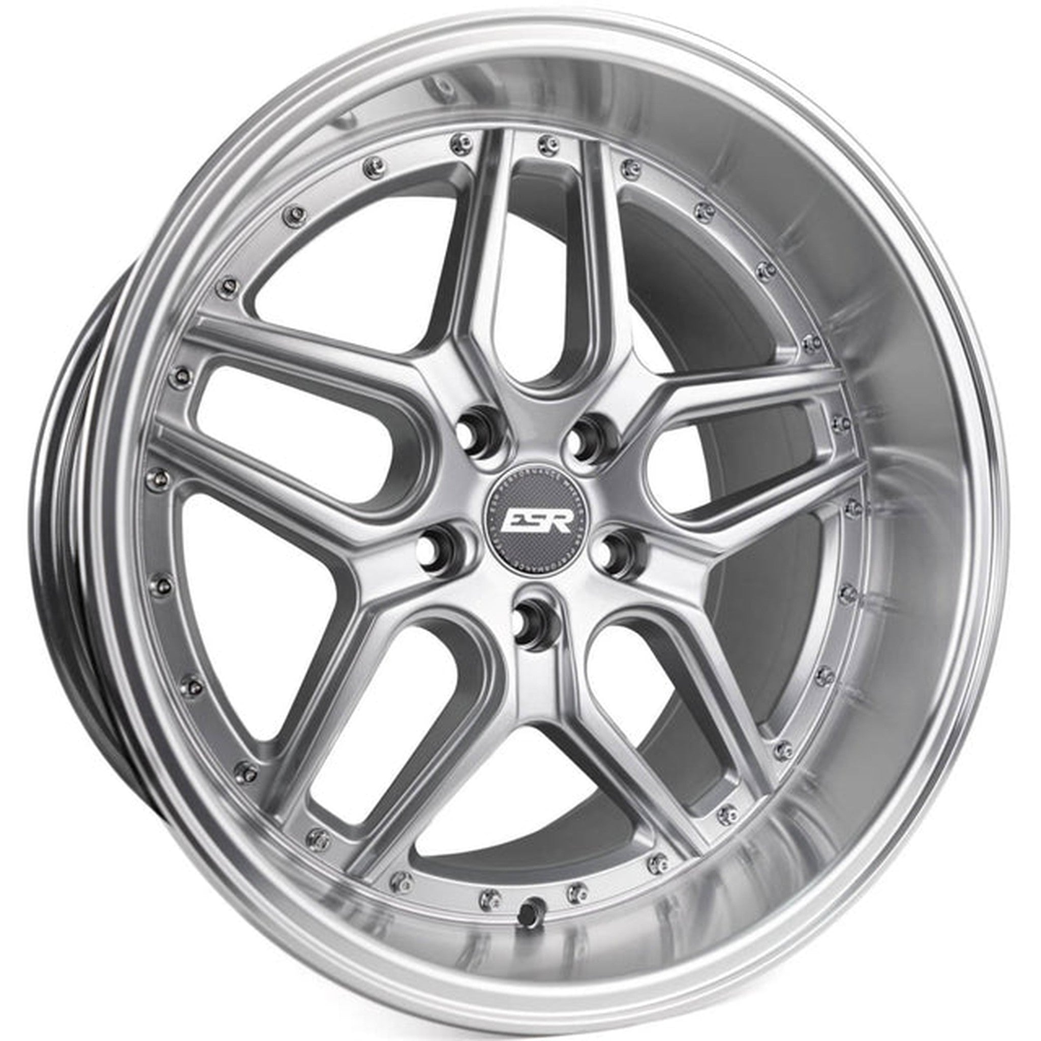 ESR CS15 Hyper Silver w/ Machined Lip Wheel 18x9.5 +22mm 5x114.3 72.6 Bore | 89551422 CS15HS-ML