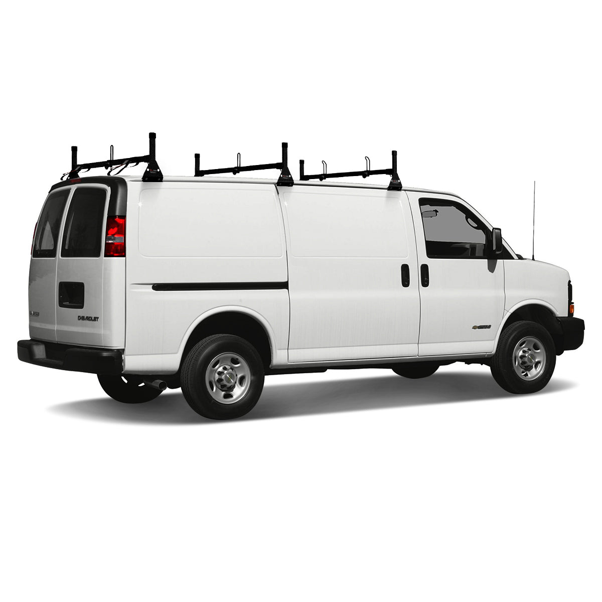 Vantech 3-Bar Black Steel Clamp-On Ladder Rack System Chevrolet Express 1996-current Model H1023B