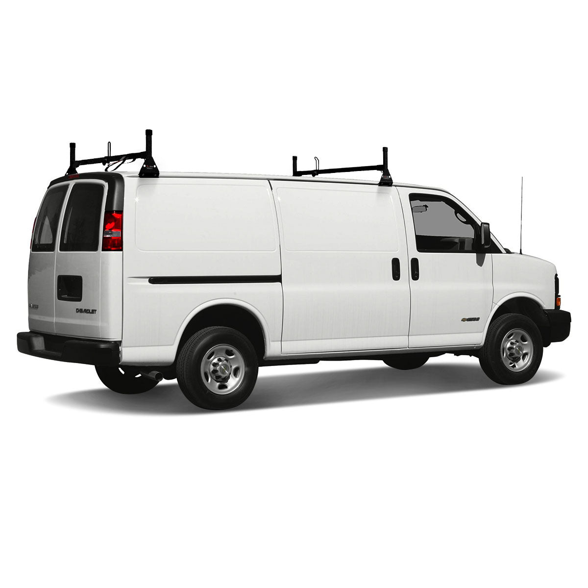 Vantech 2-Bar Black Steel Clamp-On Ladder Rack System GMC Savana 1996-current (All Trims) Model H1052B