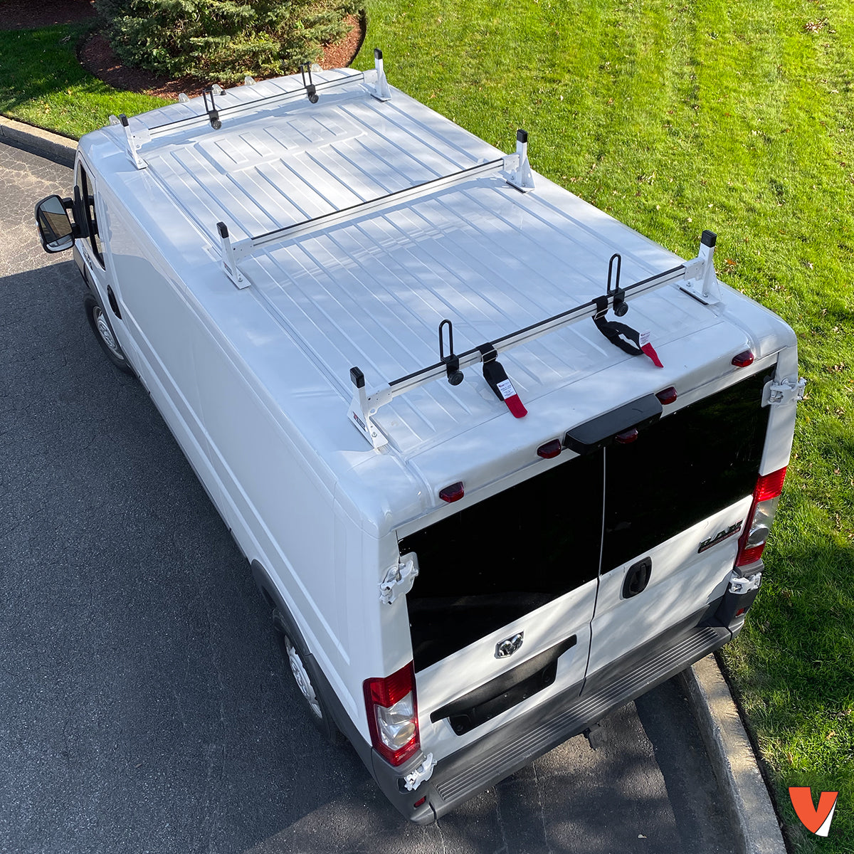 Vantech 3-Bar White Aluminum Bolt-On Ladder Rack System RAM ProMaster 2013-current Model H1353W