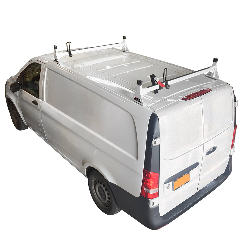 Vantech 2-Bar White Steel Bolt-On Ladder Rack System Mercedes Metris 2016-2022 Model H1392W