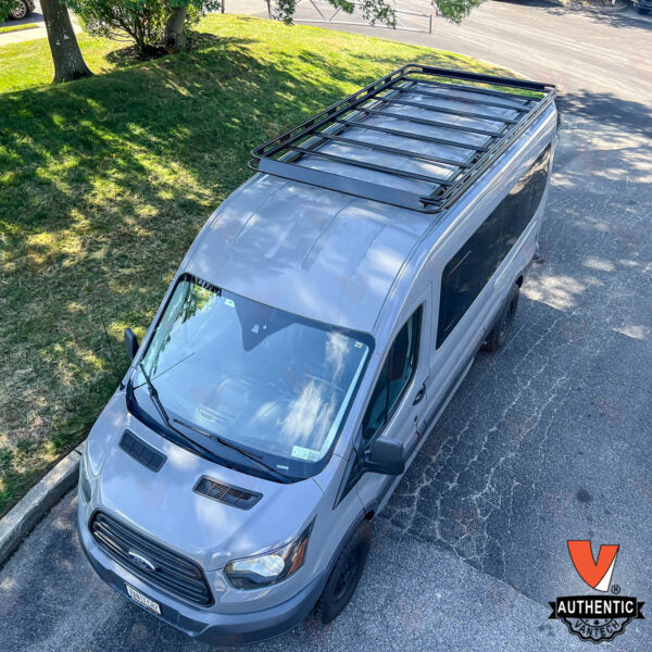 Vantech Black Aluminum Bolt-On Cargo Rack System Ford Transit 2015-current Medium Roof / 148" WB Model H1811DD03B