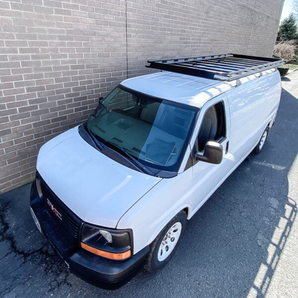 Vantech Black Aluminum Clamp-On Cargo Rack System GMC Savana 1996-current 155" WB / Extended Model H2005DD04B