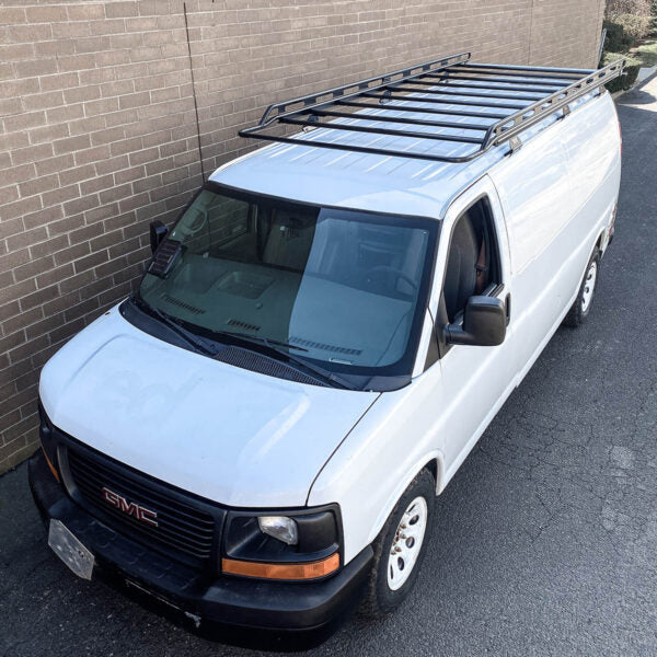 Vantech Black Aluminum Clamp-On Cargo Rack System GMC Savana 1996-current 155" WB / Extended Model H2005EB04B