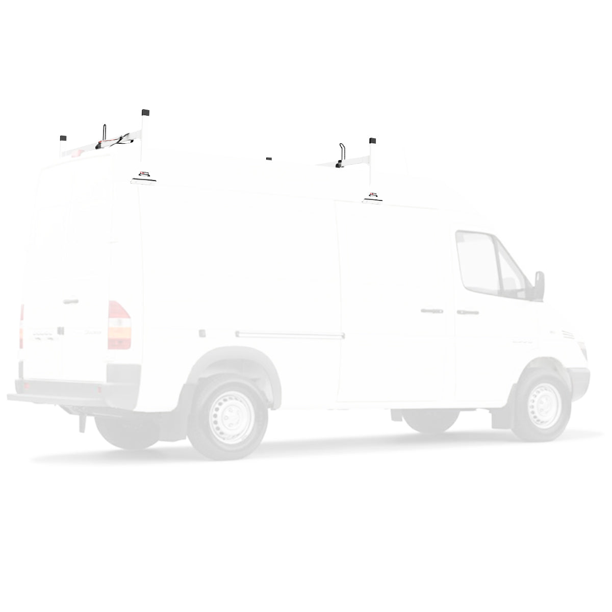 Vantech 2-Bar White Aluminum Clamp-On Ladder Rack System Mercedes Sprinter 2002-2006 Low Roof Model H2151W