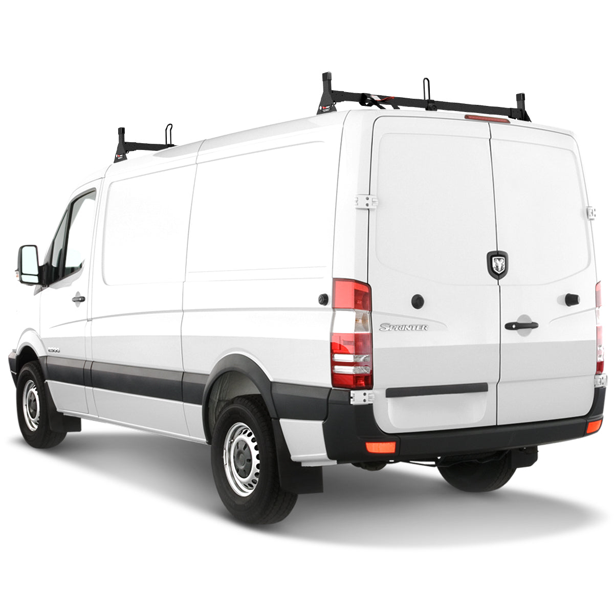 Vantech 2-Bar Black Steel Ladder Rack System Mercedes Sprinter 2007-current Low Roof Model H2651B