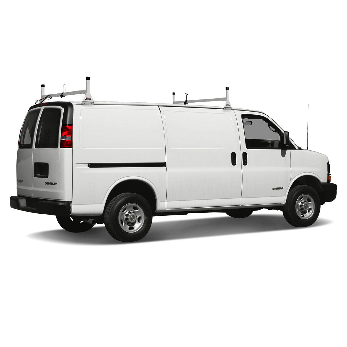 Vantech 2-Bar White Aluminum Clamp-On Ladder Rack System GMC Savana 1996-current (All Trims) Model H3052W