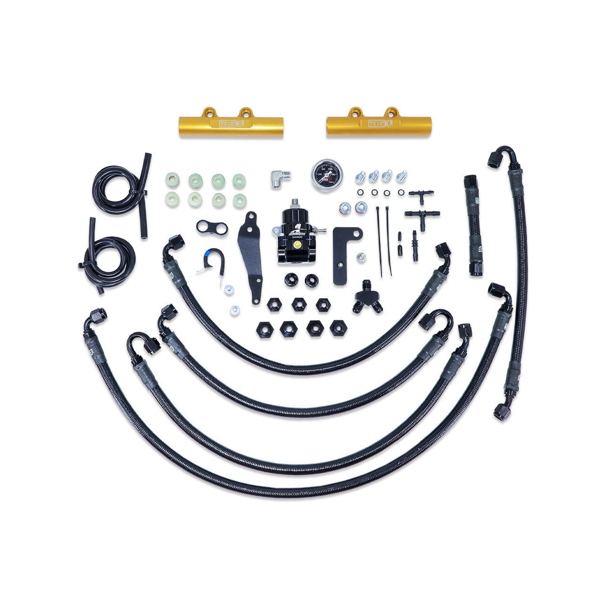 IAG PTFE Fuel System Kit with FPR & Golden Fuel Rails Subaru STI 08-21 / WRX 08-14 | IAG-AFD-2350GD
