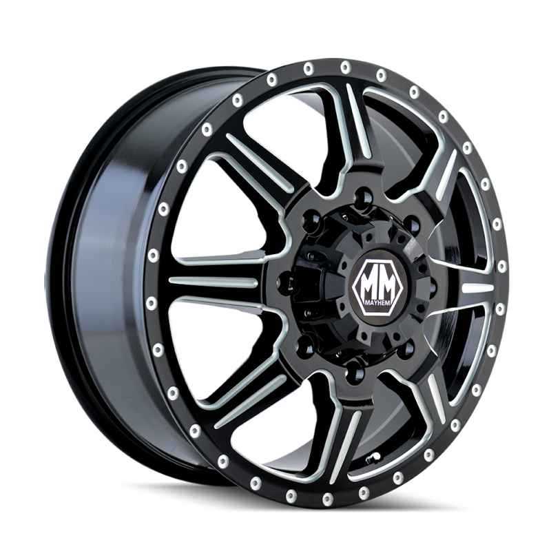 Mayhem 8101 Monstir 20x8.25 / 8x170 BP / 127mm Offset / 124.9mm Hub Front Black/Milled Spokes Wheel 8101-2870MF
