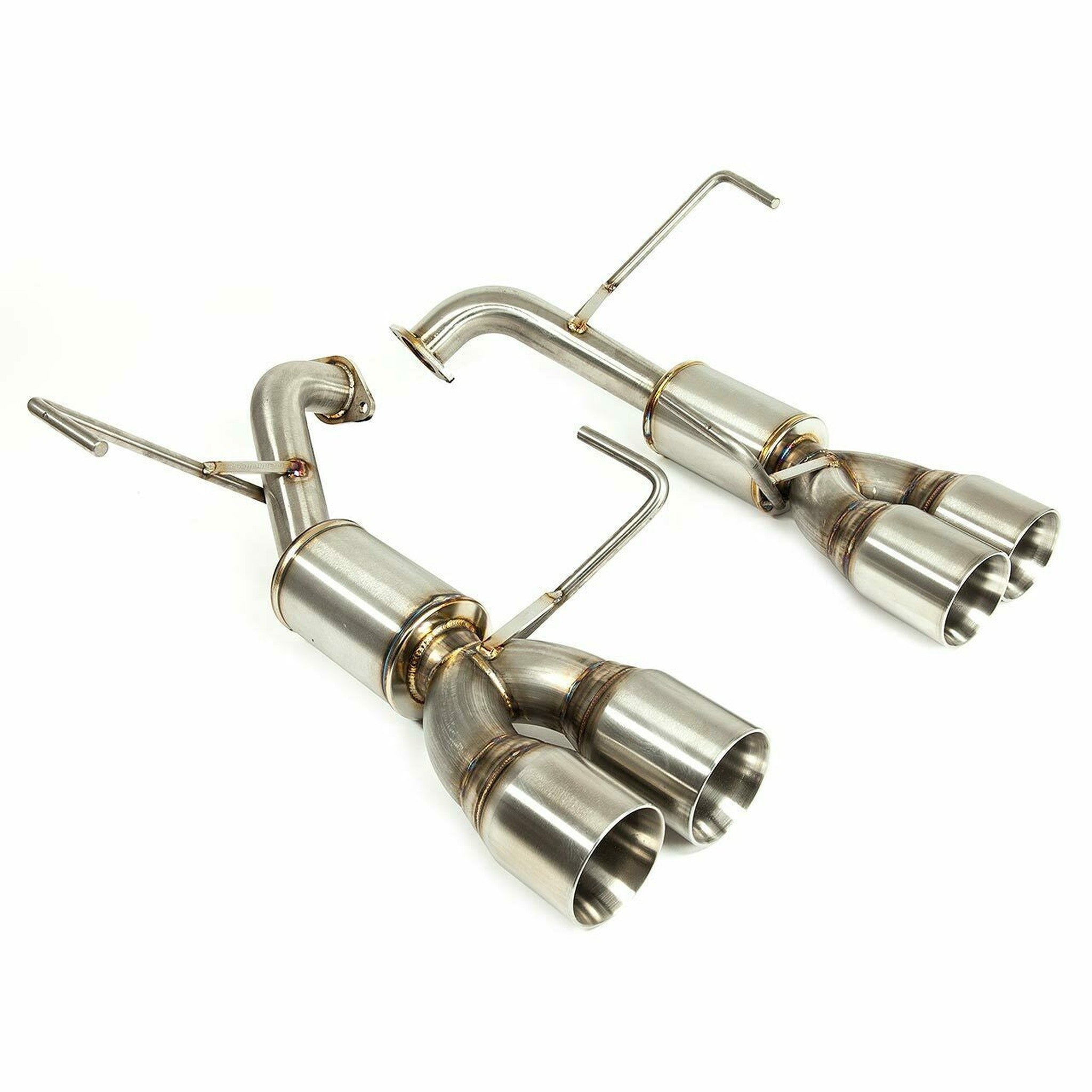 Nameless Axleback Exhaust 4" Mufflers 3.5" Double Wall Polished Tips Subaru WRX 15-21 / STI 15-21 | SUAB15WRX-4MU-35SDW