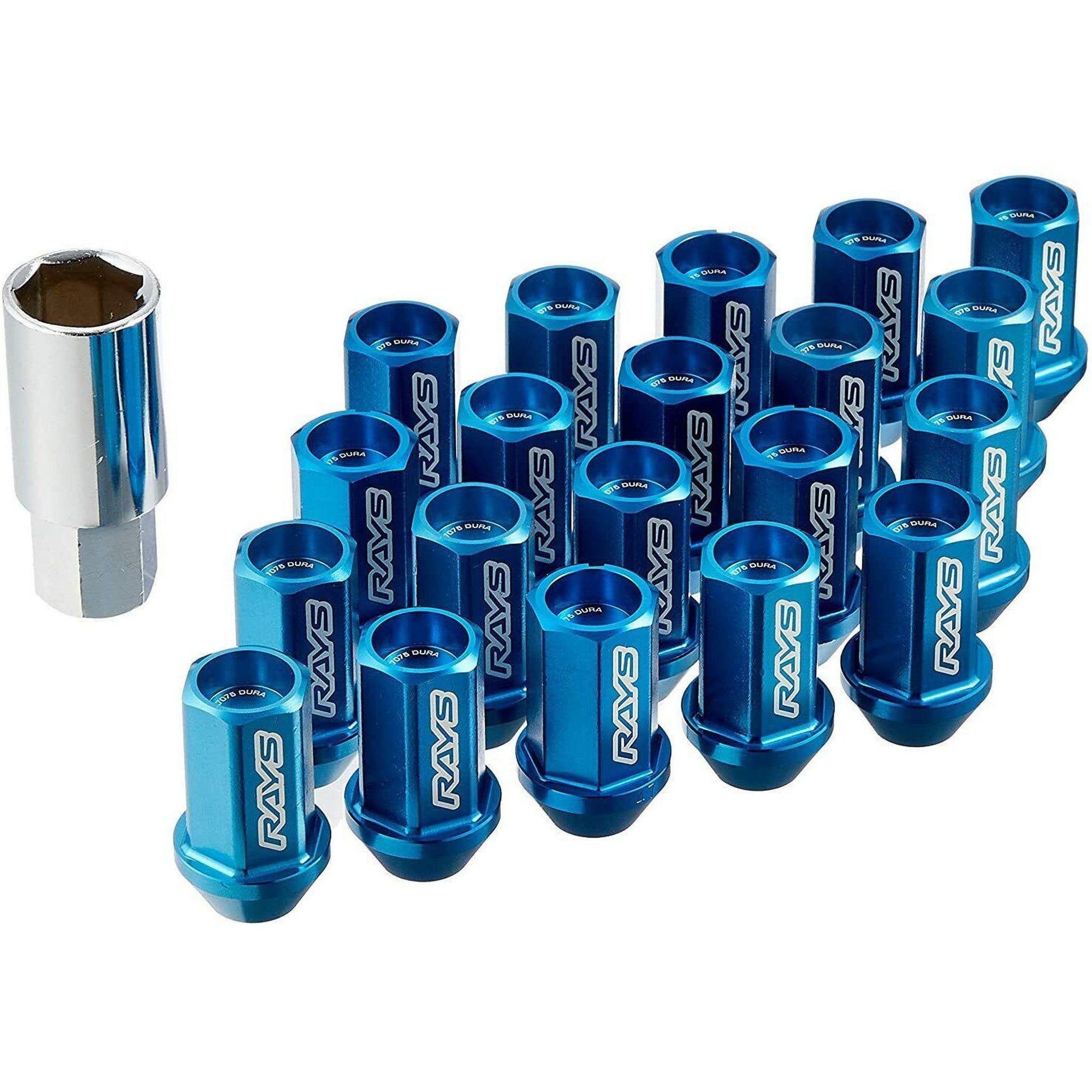 Rays Dura-Nut L42 Straight Type 12x1.50 Lug Nut Set 16 Lug 4 Locks Blue | WDURA4212150U