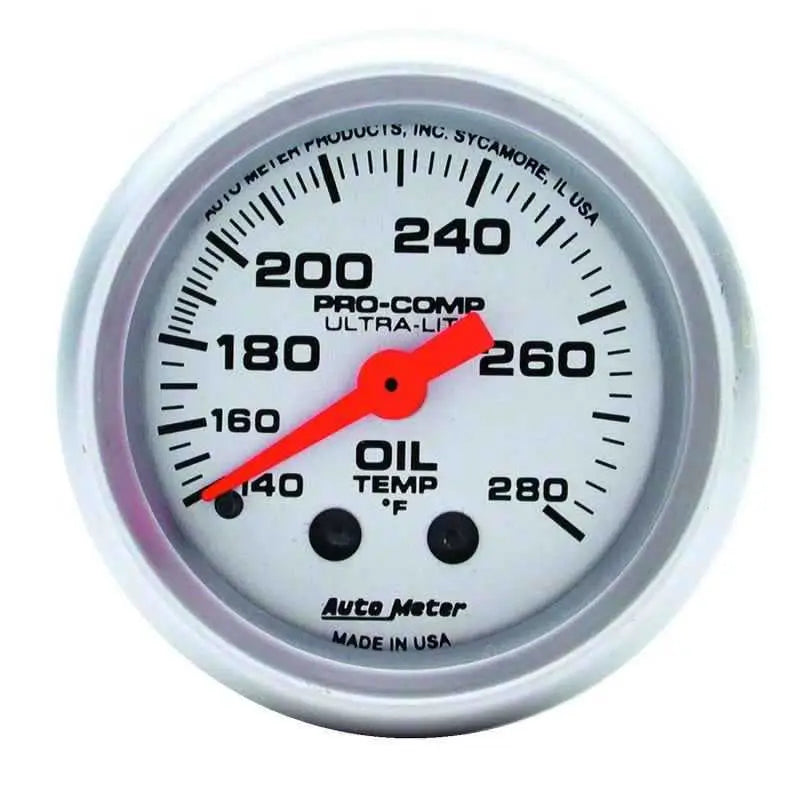 Autometer Ultra-Lite 52mm 140-280 Deg F Mechanical Oil Temp Gauge 4341