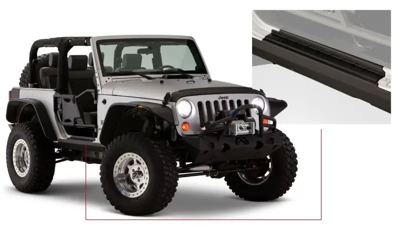 Bushwacker 07-18 Jeep Wrangler Trail Armor Rocker Panel and Sill Plate Cover - Black bus14011