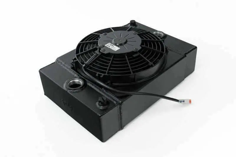 CSF Universal Drag Race / Tuck Radiator w/9in Spal Fan - 10.5in H x 10in L x 3.6in W - Black 7065b