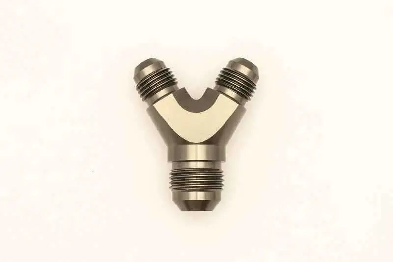 DeatschWerks 6AN Male Flare + 6AN Male Flare to 8AN Male Flare Y Block Fitting 6-02-0702