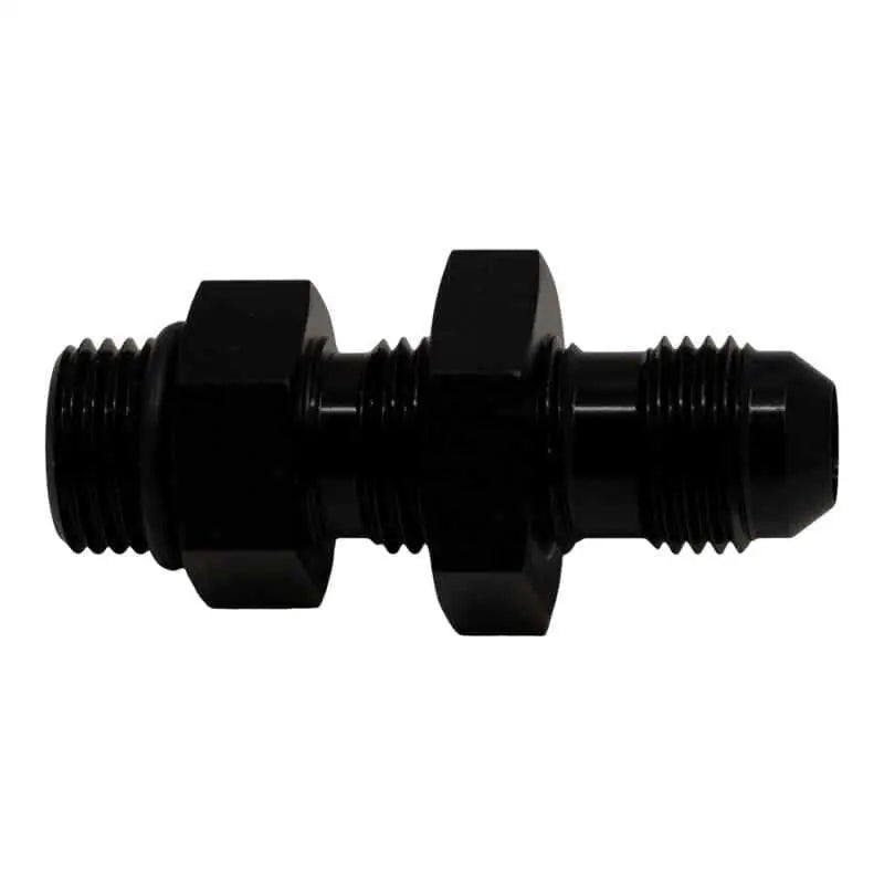 DeatschWerks 6AN O-Ring Male to 6AN Male Flare Bulkhead Include Nut - Anodized Matte Black 6-02-0726-b