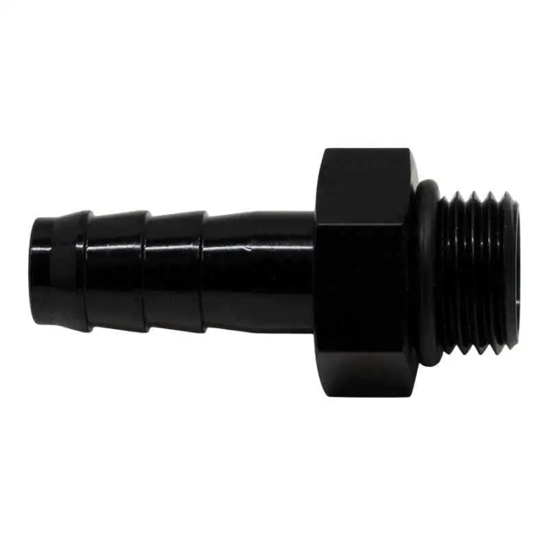DeatschWerks 6AN ORB Male to 3/8in Male Triple Barb Fitting (Incl O-Ring) - Anodized Matte Black 6-02-0501-b