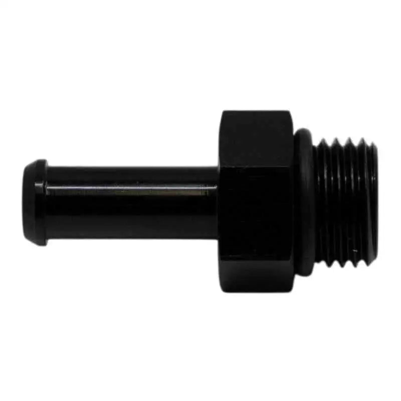 DeatschWerks 6AN ORB Male to 5/16in Male Barb Fitting (Incl O-Ring) - Anodized Matte Black 6-02-0505-b
