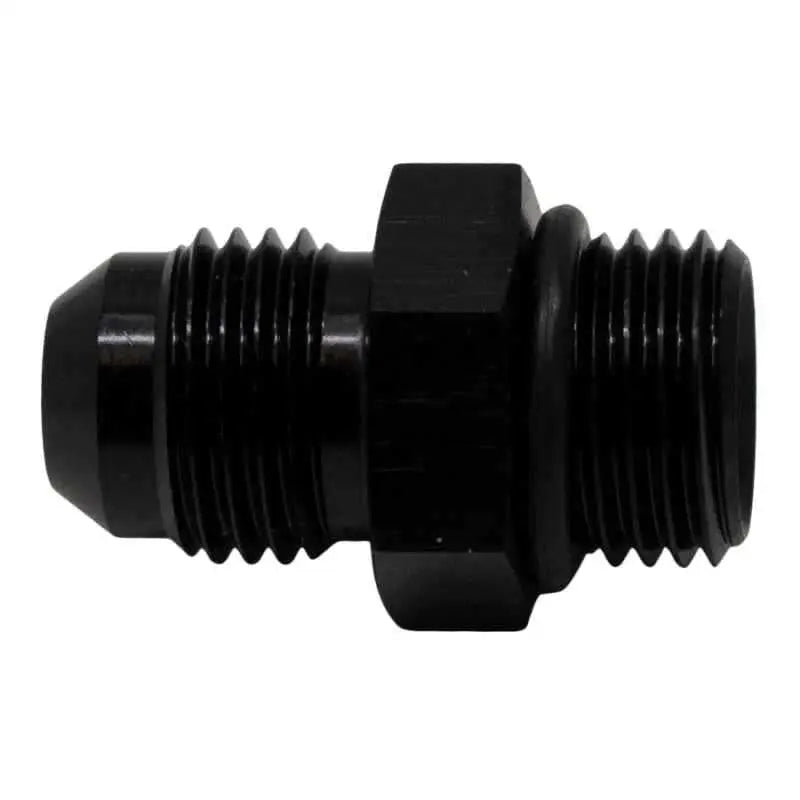 DeatschWerks 6AN ORB Male to 6AN Male Flare Adapter (Incl O-Ring) - Anodized Matte Black 6-02-0404-b
