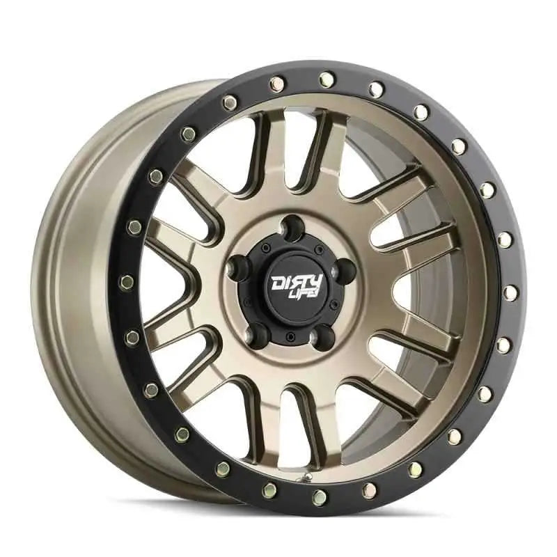Dirty Life 9309 Canyon Pro 17x9/5x127 BP/-12mm Offset/71.5mm Hub Satin Gold Wheel - Beadlock 9309-7973mgd12