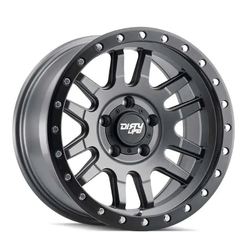 Dirty Life 9309 Canyon Pro 17x9/5x127 BP/-12mm Offset/71.5mm Hub Satin Graphite Wheel - Beadlock 9309-7973mgt12