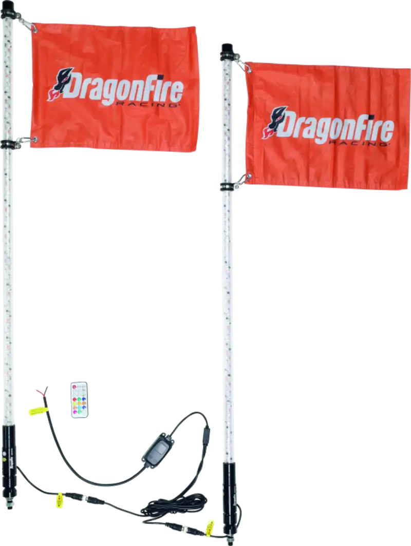 DragonFire Racing 2Ft Spiral Led Whip- Clear- sold in pairs - 522803 dfr522803