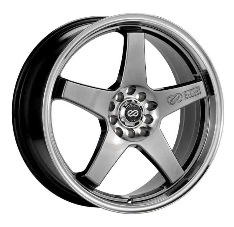 Enkei EV5 17x7 5x100/114.3 38mm Offset 72.6 Bolt Diameter Hyper Black w/ Machined Lip Wheel 446-770-0238hb