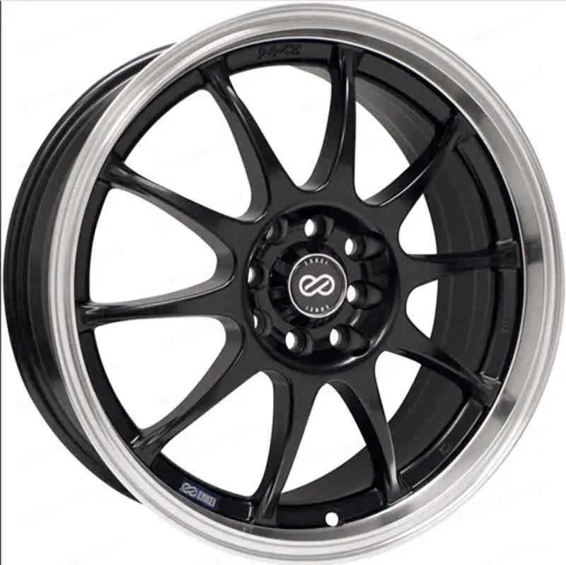 Enkei J10 17x7 4x100/114.3 42mm Offset 72.62mm Bore Dia Matte Black w/ Machined Lip Wheel 409-770-10bk