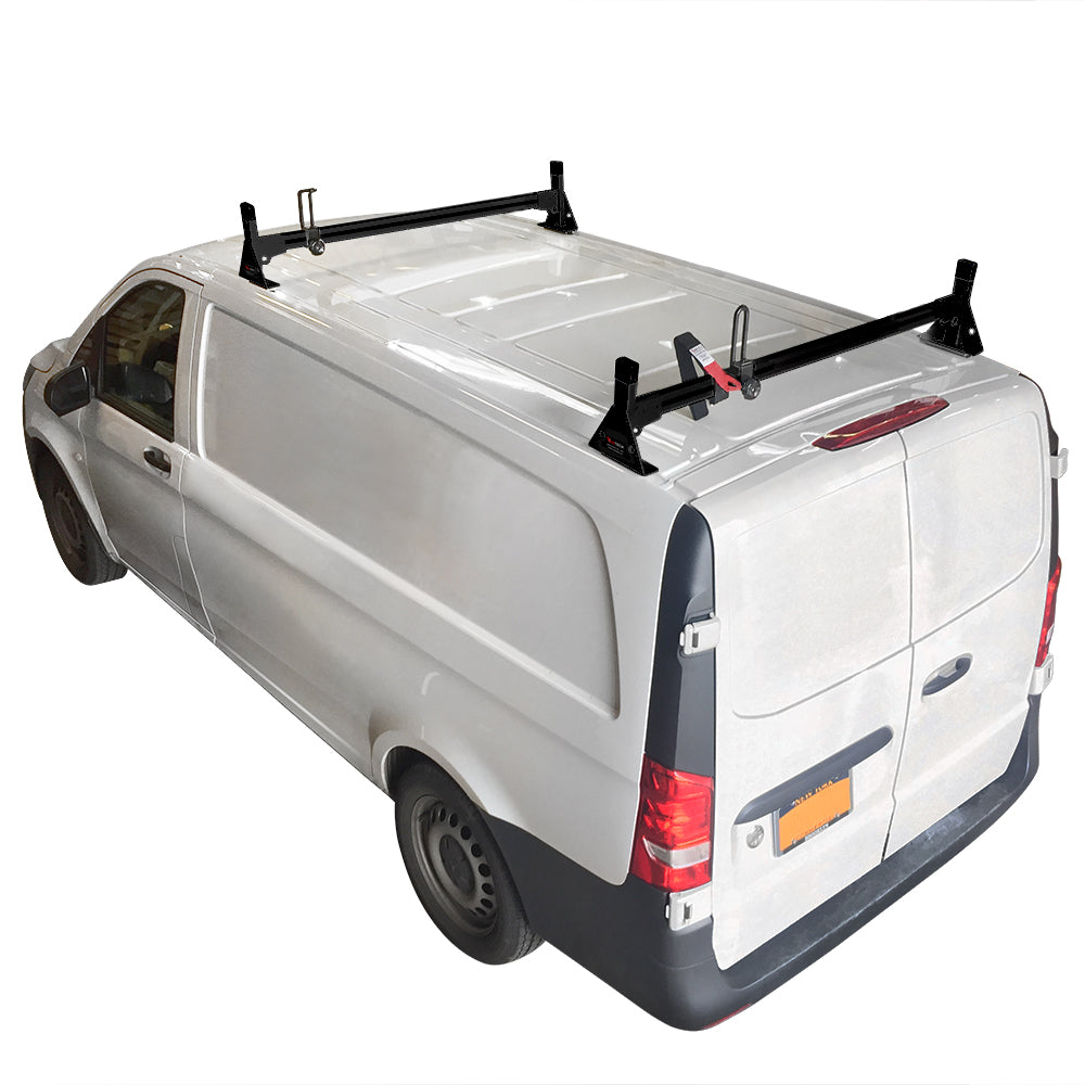 Vantech 2-Bar Black Aluminum Bolt-On Ladder Rack System Mercedes Metris 2016-2022 Model H1372B