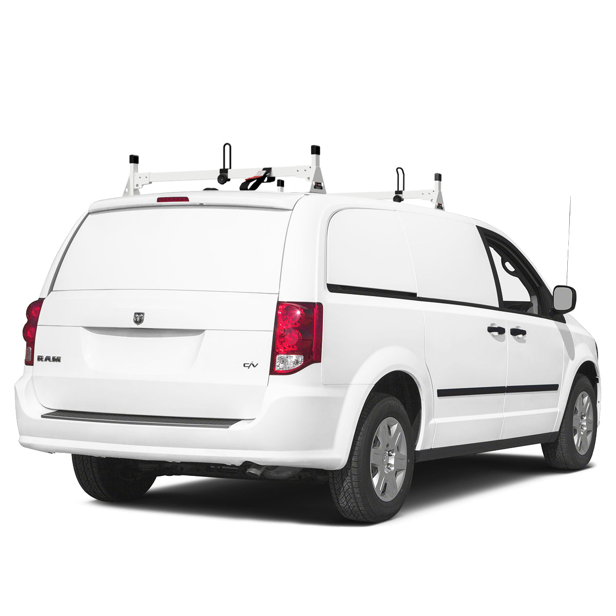 Vantech 2-Bar White Aluminum 56"- 60" (W) Ladder Rack System Universal Midsize Van Model H2099W