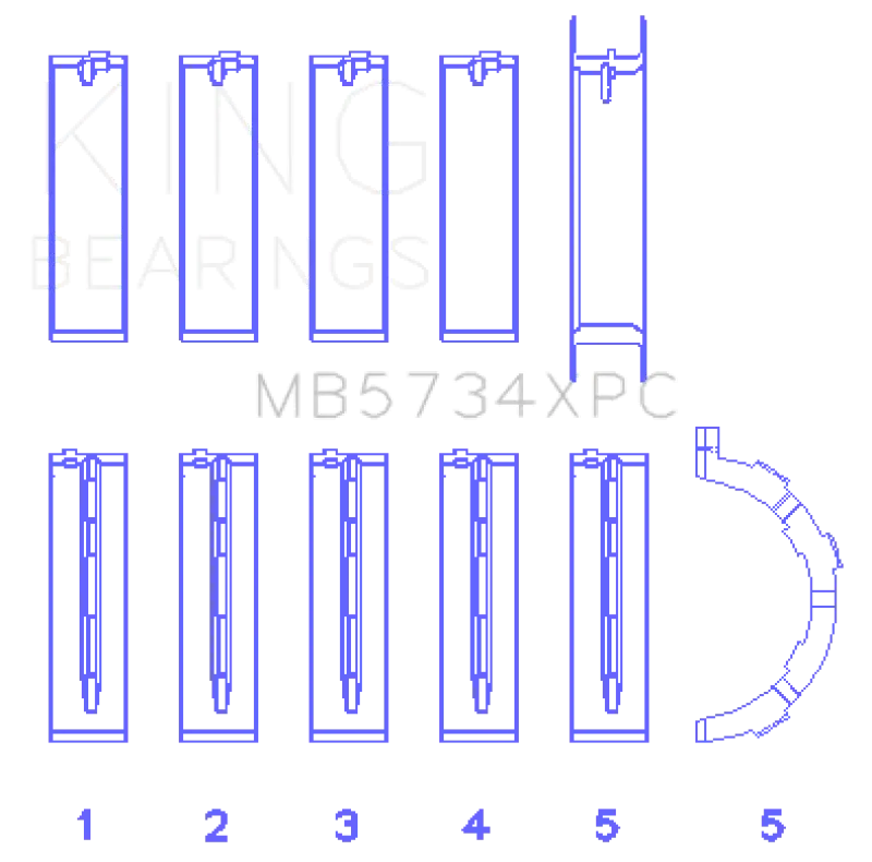 King Ford 302 CID Coyote (Size STD) Performance Coated Main Bearing Set kingmb5734xpc