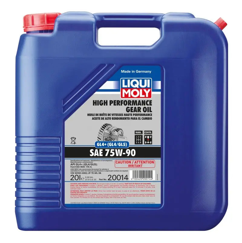 LIQUI MOLY 20L High Performance Gear Oil (GL4+) SAE 75W-90 lqm20014