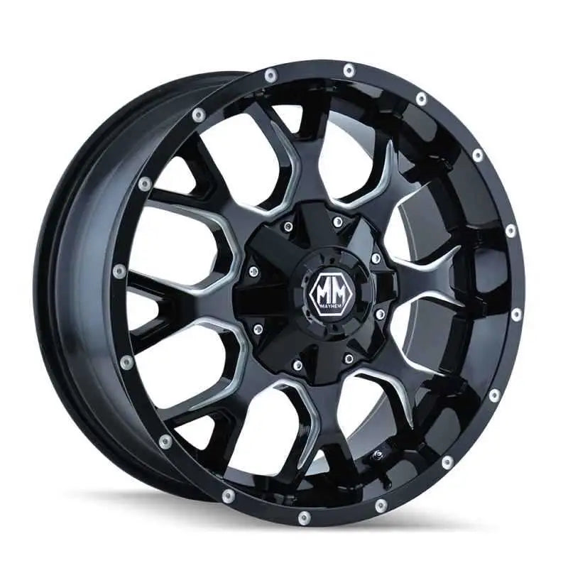 Mayhem 8015 Warrior 20x9 / 6x135 BP / 18mm Offset / 106mm Hub Black w/ Milled Spokes Wheel 8015-2937m18
