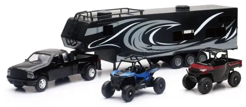 New Ray Toys Pickup Toy Hauler w/Polaris Vehicles (Blue RZR and Red Ranger) nrt37046