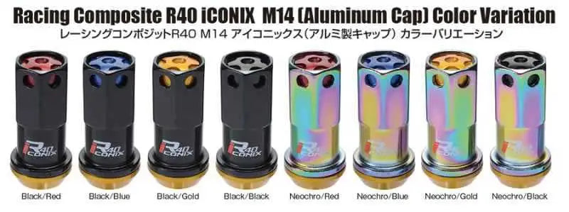 Project Kics 14X1.50 Neochrome R40 Lug Nuts (Black Cap) - 20 Pcs wria14nk