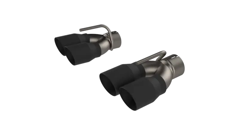 QTP 15-18 Dodge Challenger 6.2L/6.4L 304SS Screamer Exhaust 3in Quad Tip Adapter w/Black Tips qtp430115TB