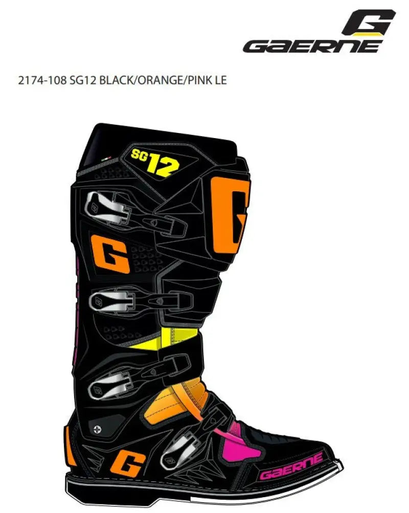 Sg12 Le Boots Black/Orange/Pink Sz 09 480-51109