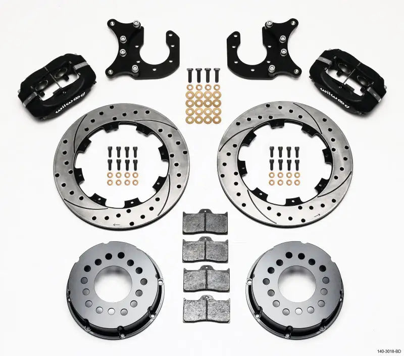 Wilwood Forged Dynalite P/S Rear Kit Drilled Rotor Ford 8.8 w/2.5in Offset-5 Lug 140-3018-BD