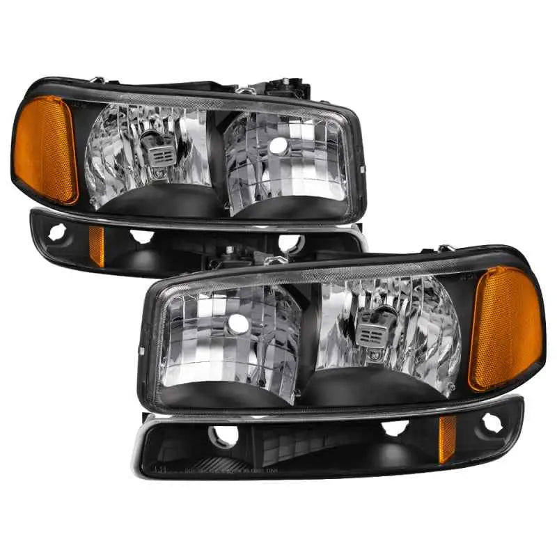 xTune GMC Sierra 99-06 /Yukon 00-06 Crystal Headlights & Bumper Lights - Black HD-JH-GS99-AM-SET-BK 9037474